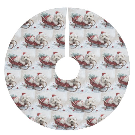 Coton De Tulear Dog Weihnachtsfest Polyester Weihnachtsbaumdecke (Vorderseite)