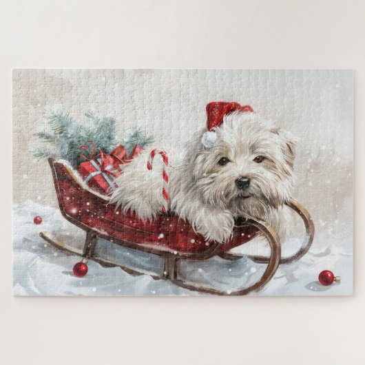 Coton De Tulear Dog Weihnachtsfest Puzzle (Horizontal)