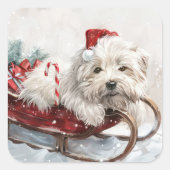 Coton De Tulear Dog Weihnachtsfest Quadratischer Aufkleber (Vorderseite)