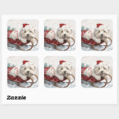 Coton De Tulear Dog Weihnachtsfest Quadratischer Aufkleber (Blatt)