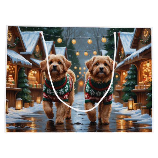 Coton De Tulear Dogs Christmas Snow Holiday Große Geschenktüte (Rückseite)
