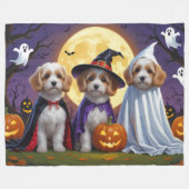 Coton De Tulear Dogs Pumpkin Halloween Funny Fleecedecke (Vorderseite (Horizontal))