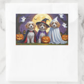 Coton De Tulear Dogs Pumpkin Halloween Funny Rechteckiger Aufkleber (Tasche)