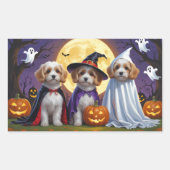 Coton De Tulear Dogs Pumpkin Halloween Funny Rechteckiger Aufkleber (Vorderseite)