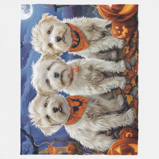 Coton De Tulear Halloween Spooky Fleecedecke (Vorderseite)