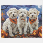 Coton De Tulear Halloween Spooky Fleecedecke (Vorderseite (Horizontal))