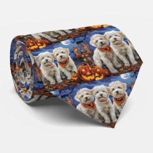 Coton De Tulear Halloween Spooky Krawatte