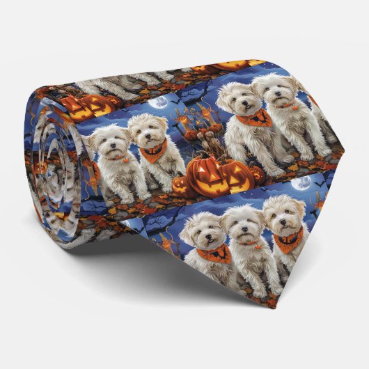 Coton De Tulear Halloween Spooky Krawatte (Gerollt)
