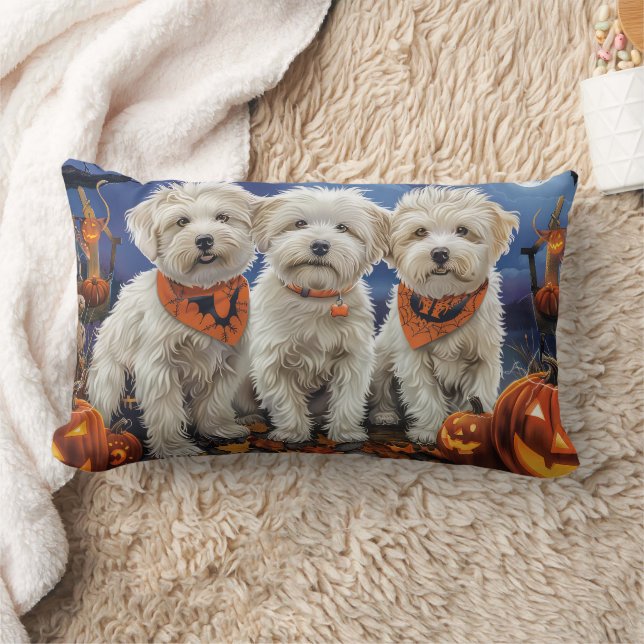 Coton De Tulear Halloween Spooky Lendenkissen (Decke)