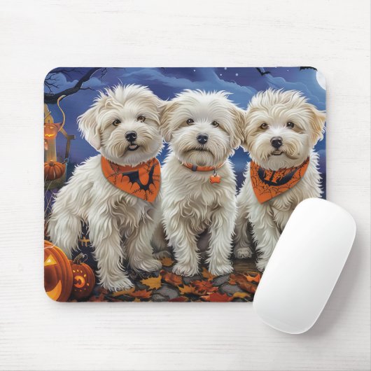 Coton De Tulear Halloween Spooky Mousepad (Mit Mouse)