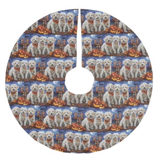 Coton De Tulear Halloween Spooky Polyester Weihnachtsbaumdecke (Vorderseite)