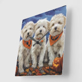 Coton De Tulear Halloween Spooky Quadratische Wanduhr (Winkel)