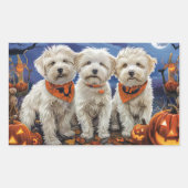 Coton De Tulear Halloween Spooky Rechteckiger Aufkleber (Vorderseite)