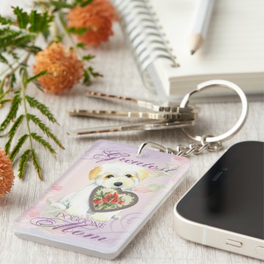 Coton de Tulear Herz Mama Schlüsselanhänger (Vorderseite rechts)
