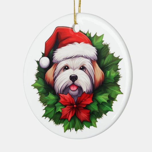 Coton-de-tulear Holiday Wreath Keramik Ornament (Links)