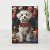 Coton De Tulear Hund mit Weihnachtsgeschenken Kami Karte (Vorderseite)