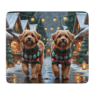 Coton De Tulear Hunde Weihnachten Schnee Feiertag Schneidebrett