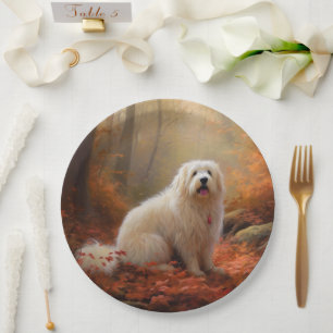Coton De Tulear im Herbst Blätterfall Inspiriert Pappteller