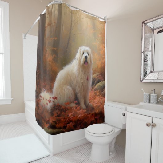 Coton De Tulear im Herbst Leaves Fall Inspiriert Duschvorhang (Beispiel)