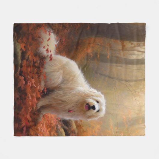 Coton De Tulear im Herbst Leaves Fall Inspiriert Fleecedecke (Vorderseite (Horizontal))