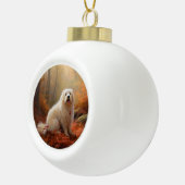 Coton De Tulear im Herbst Leaves Fall Inspiriert Keramik Kugel-Ornament (Rechts)
