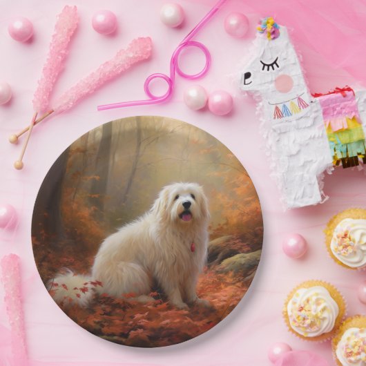 Coton De Tulear im Herbst Leaves Fall Inspiriert Pappteller (Party)