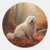 Coton De Tulear im Herbst Leaves Fall Inspiriert Runder Aufkleber (Vorderseite)