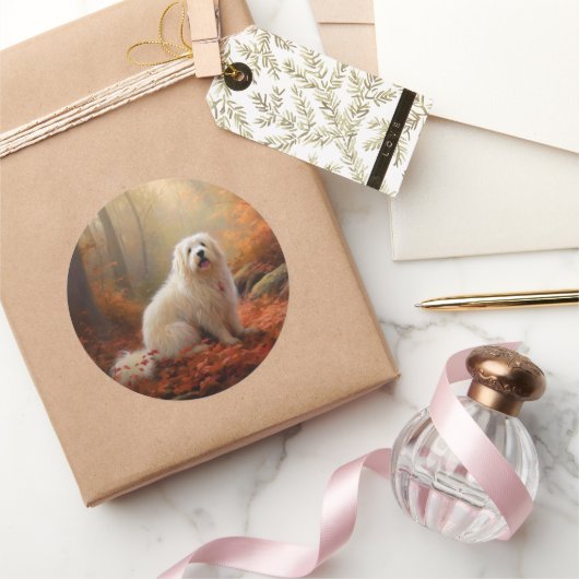 Coton De Tulear im Herbst Leaves Fall Inspiriert Runder Aufkleber (Schenken)