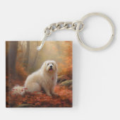 Coton De Tulear im Herbst Leaves Fall Inspiriert Schlüsselanhänger (Rückseite)