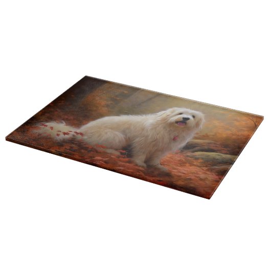 Coton De Tulear im Herbst Leaves Fall Inspiriert Schneidebrett (Ecke)