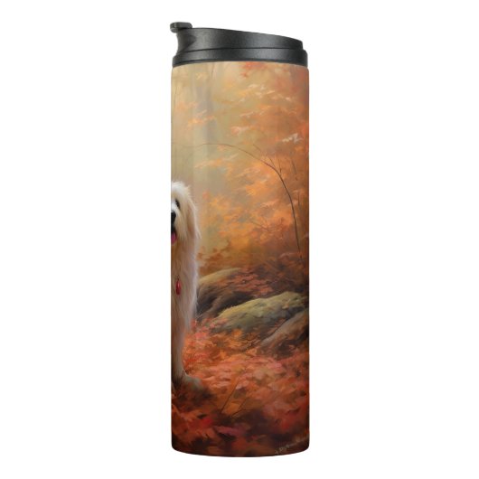 Coton De Tulear im Herbst Leaves Fall Inspiriert Thermosbecher (Nach rechts gedreht)