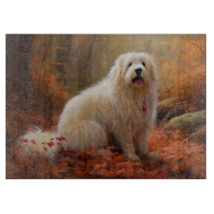 Coton De Tulear im Herbstlaub Fall Inspire Schneidebrett