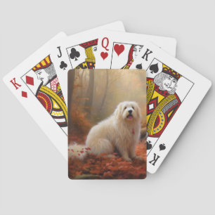 Coton De Tulear im Herbstlaub Fall Inspire Spielkarten