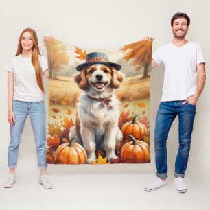 Coton De Tulear im Herbstlaub Thanksgiving Kunst Fleecedecke