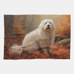 Coton De Tulear im Herbstlaubfall Inspiriert Geschirrtuch