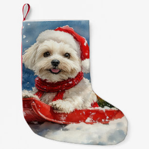 Coton De Tulear im Schlitten Lass es schneien Weih Kleiner Weihnachtsstrumpf