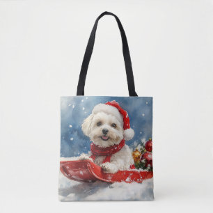 Coton De Tulear im Schlitten Lass es schneien Weih Tasche
