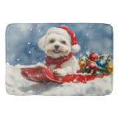 Coton De Tulear in Sledge Let it Snow Christmas Badematte (Vorderseite)