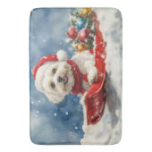 Coton De Tulear in Sledge Let it Snow Christmas Badematte (Vorderseite Vertikal)
