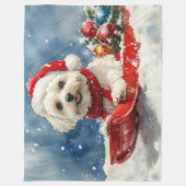 Coton De Tulear in Sledge Let it Snow Christmas Fleecedecke (Vorderseite)