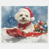 Coton De Tulear in Sledge Let it Snow Christmas Fleecedecke (Vorderseite (Horizontal))