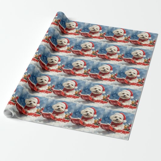 Coton De Tulear in Sledge Let it Snow Christmas Geschenkpapier (Ungerollt)