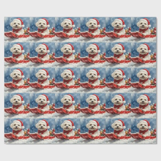 Coton De Tulear in Sledge Let it Snow Christmas Geschenkpapier (Flach)