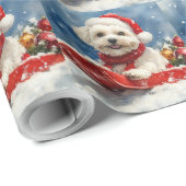 Coton De Tulear in Sledge Let it Snow Christmas Geschenkpapier (Rolleneckpunkt)