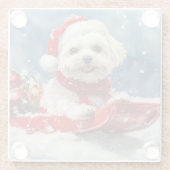 Coton De Tulear in Sledge Let it Snow Christmas Glasuntersetzer (Rückseite)