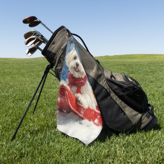 Coton De Tulear in Sledge Let it Snow Christmas Golfhandtuch (Gras)