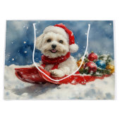 Coton De Tulear in Sledge Let it Snow Christmas Große Geschenktüte (Vorderseite)