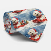 Coton De Tulear in Sledge Let it Snow Christmas Krawatte (Gerollt)