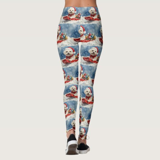 Coton De Tulear in Sledge Let it Snow Christmas Leggings (Rückseite)