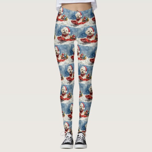 Coton De Tulear in Sledge Let it Snow Christmas Leggings (Vorderseite)